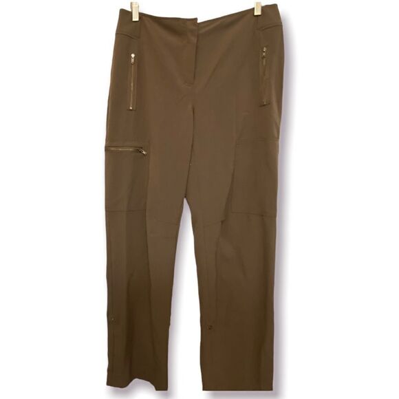 Chicos tan brown khaki chino Utility style pants with zippers -size 1/M/8 - Picture 1 of 11